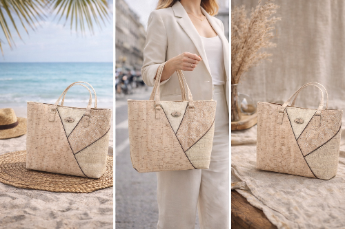 EVA – Sac cabas artisanal en liège & raphia naturel